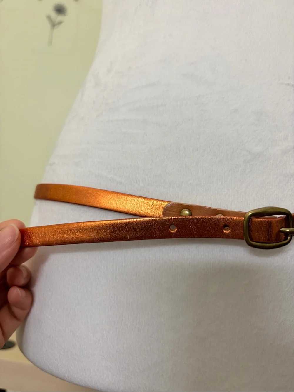 J.Crew Genuine Italian Leather Metallic Copper Skinny Belt Size S USA - Picture 2 of 8